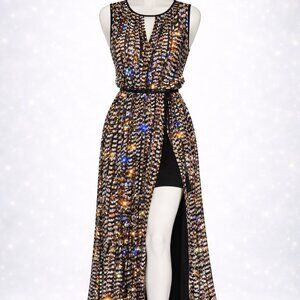 R&M Richards Elegant Woven-Shimmer Maxi Evening Dress | NWOT